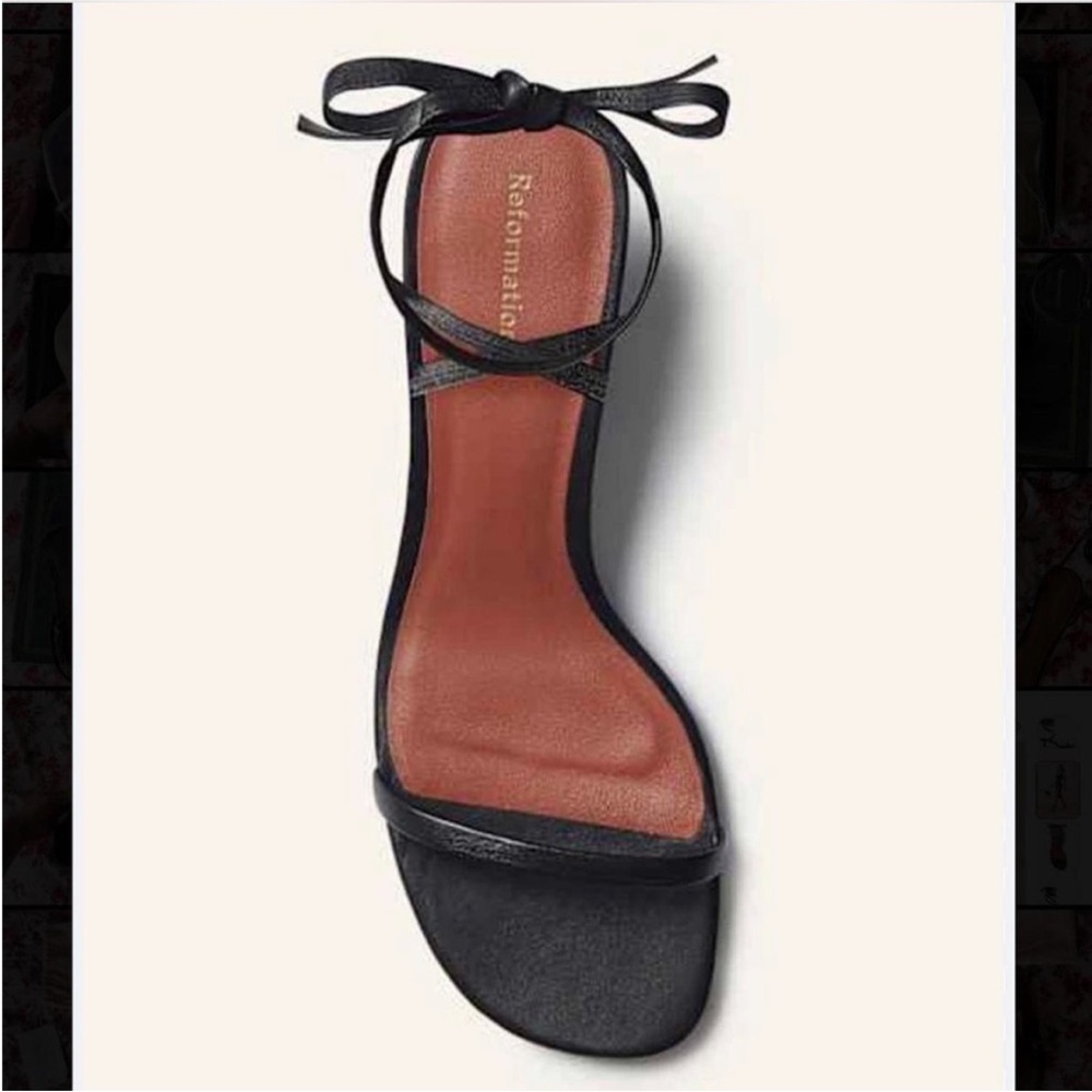 Reformation Carina Lace Up Mod Hell Strappy Sandal in Black Leather
